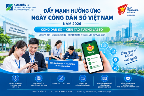 Ban Quản lý các khu công nghệ cao và khu công nghiệp Hà Nội đẩy mạnh hưởng ứng Ngày Công dân số Việt Nam năm 2026